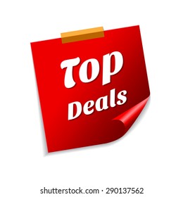 Top Deals Red Sticky Notes Vector Icon Design