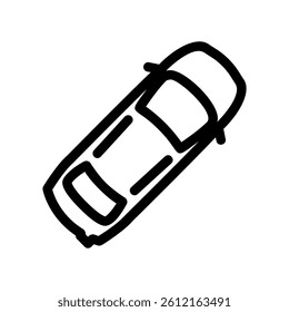 Top Down Automobile Symbol Showing Basic Vehicle Shape Line Art