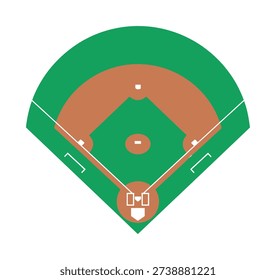 Top Down Baseball Field Showing Diamond, Mound, Bases, and Outfield