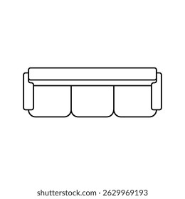 Top down outline of a three-seat sofa