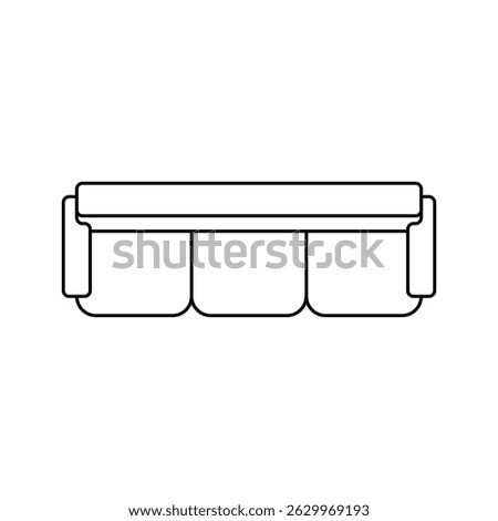 Top down outline of a three-seat sofa