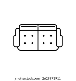 Top down outline of a two-seat sofa