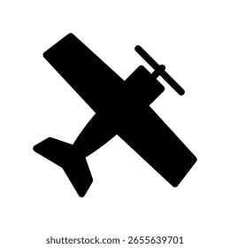 Silhueta descendente de uma aeronave leve com uma hélice