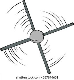 Top Down View Of Spinning Propeller Cartoon