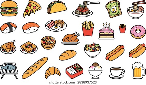 Top down view of various cooked hot dogs sausages buns and condiments on wooden background