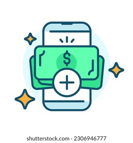 top up e money on smartphone app concept illustration flat design vector eps10. graphic element for landing page, icon, infographic, empty state app or web ui