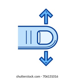 Icono de línea vectorial de borde superior aislado en fondo blanco. Icono de la línea de suavizado de borde superior para infografía, sitio web o aplicación. Icono azul diseñado en un sistema de cuadrícula.