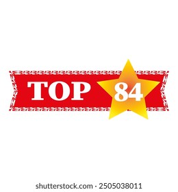 Top eighty four banner. Bold 84 number. Yellow star highlight. Red background.