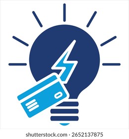 Top Up Electricity Flat Blue Icon Vector Illustration
