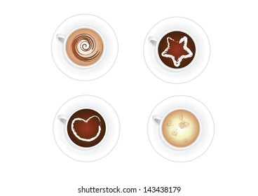 Top eye view of coffee cups