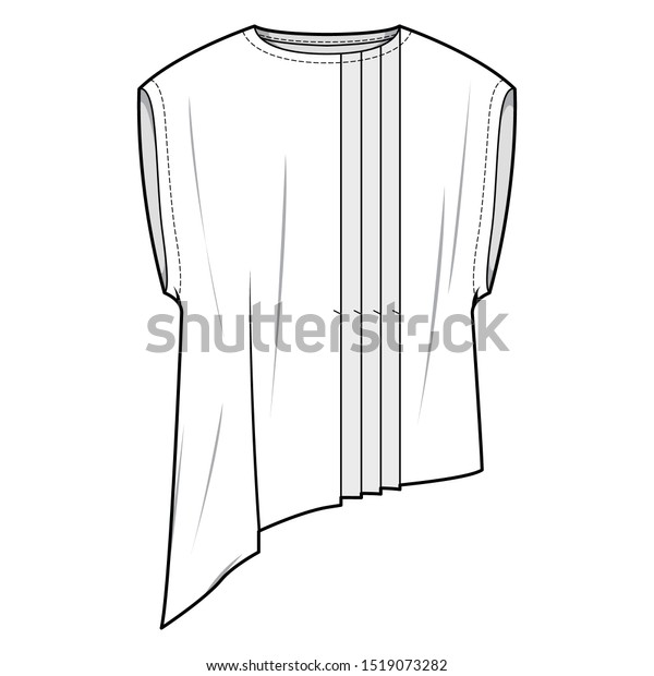 Top Fashion Flat Sketch Template Stock Vector (Royalty Free) 1519073282