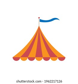Top of a festival or circus tent isolated on white. Vector illustration. Icon, sign, symbol. Flat design. For various design purposes in print and web.