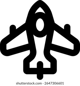 Diseño de estilo delineado de icono de avión de combate superior
