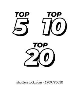 Top Five, Top Ten, Top Twenty,  Icon Label Design Vector