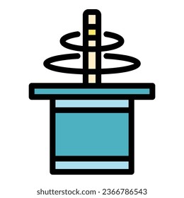Top fun icon outline vector. Wand show. Rabbit bunny color flat