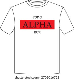 Top G Alpha text with red background stylish white t-shirt design