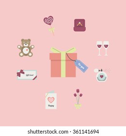 Top gift icon flat design pastel vector