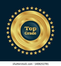 top grade gold emblem.gold label with gold text