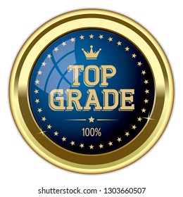 Top Grade. Vector Golden Badge.