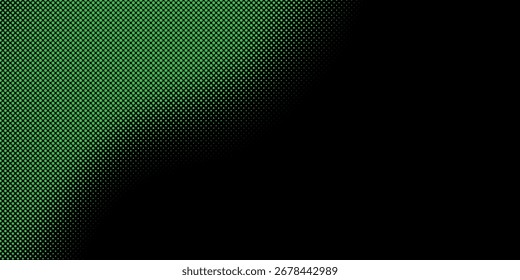 Fondo de semitonos verde superior sobre fondo negro. Arte vectorial