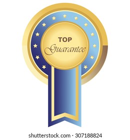 top guarantee button dark blue on white background
