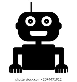 Top half of simple robot silhouette isolated on white. Droid icon. Vector illustration.