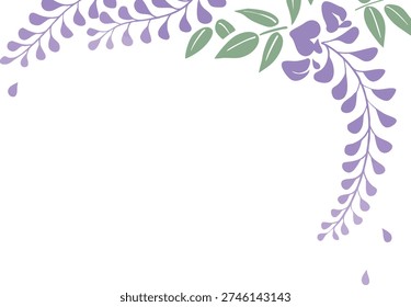 Top Hanging Wisteria Frame Vector – Japanese Spring Floral Border, Isolated