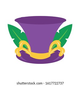 top hat accessory with feathers vector illustration design