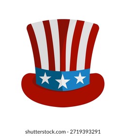 Cartola com listras da bandeira americana e estrelas -ilustração vetorial
