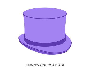 Top Hat with band. Head Fashion accessory cap with narrow brim clothing technical illustration. Vector headgear for Men, women, unisex style, flat template CAD mockup sketch outline isolated
