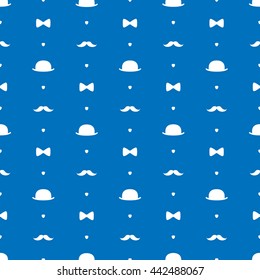 Top Hat, Bow Tie and Moustache Seamless Pattern
