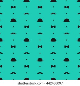 Top Hat, Bow Tie and Moustache Seamless Pattern