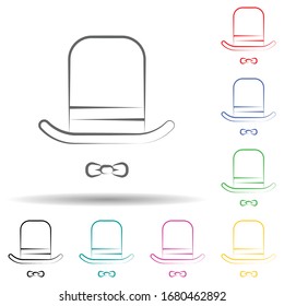Top hat and bow tie multi color set icon. Simple thin line, outline of theatre icons for ui and ux, website or mobile application