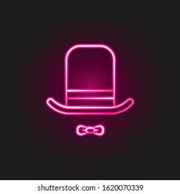 top hat and bow tie neon style icon. Simple thin line, outline vector of theatre icons for ui and ux, website or mobile application