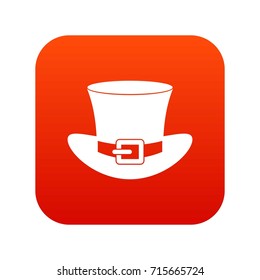 Top hat with buckle icon digital red for any design isolated on white vector illustration