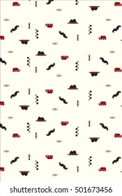 Top Hat, Car and Mustache vector Pattern