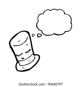 top hat cartoon character with thought bubble