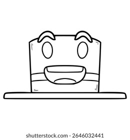 top hat character illustration hand drawn outline vector