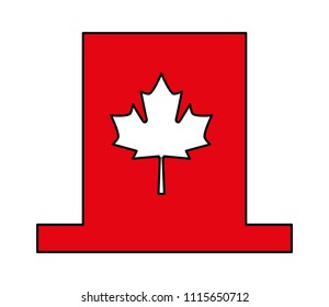 top hat with color canada flag leaf maple