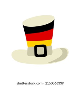 Top hat in the colors of the German tricolor. Isolated Cap for National Day or Election Day of Germany. Vector illustration for a festive or holiday decoration, tourist trips, travel, meeting guests.