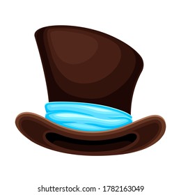 Top Hat or Cylinder with Ribbon and Wide Brims Vector Illustration