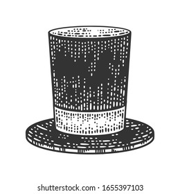 Top hat cylinder sketch engraving vector illustration. T-shirt apparel print design. Scratch board imitation. Black and white hand drawn image.