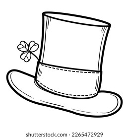 Top Hat for St.Patrick’s Day, vector outline illustration isolated on white, eps10