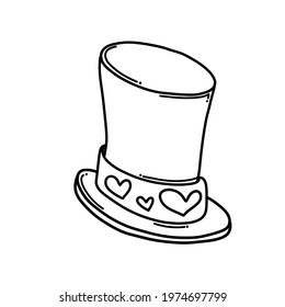 Top Hat Doodle Vector Icon. Drawing Sketch Illustration Hand Drawn Cartoon Line.