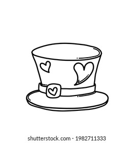 Top Hat Doodle Vector Icon. Drawing Sketch Illustration Hand Drawn Cartoon Line.