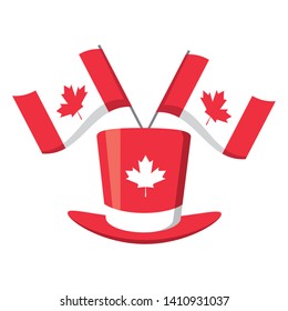 top hat flags happy canada day vector illustration