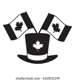 top hat flags happy canada day vector illustration