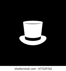 Top Hat Flat Icon On Black Background