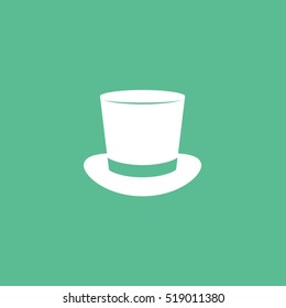 Top Hat Flat Icon On Green Background