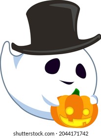 Top hat ghost, Halloween material icon. Vector image